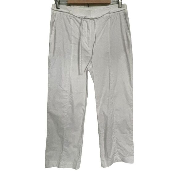 LOFT Cotton Linen Straight White Pants Sz 10 Petite Style # 761542 Fabric Belt - Picture 3 of 8